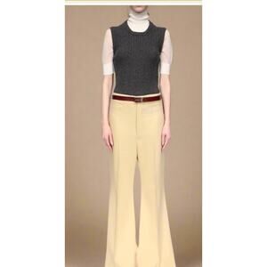 Victoria Beckham Mock Neck Double Layer Top in Charcoal M
